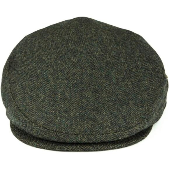 Mens Herringbone Flat Cap Newsboy Ivy Hat Wool Blend Gatsby Cabbie Tweed Hat - Picture 3 of 7